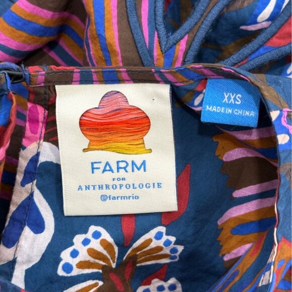 Farm Rio Anthropologie Cutwork Blouse Scalloped-Hem Balloon-Sleeve Top Women XXS - Picture 5 of 9